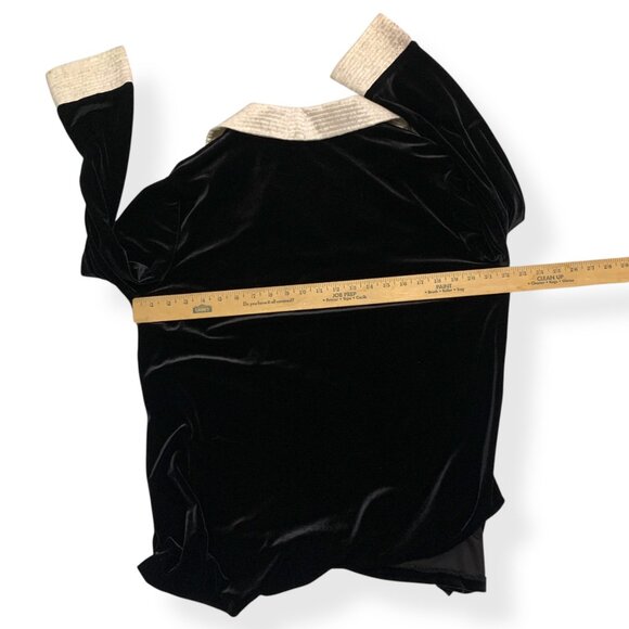 VTG Neiman Marcus Black White Lounge Suit Black Velvet White Satin Collar & Cuff - Picture 4 of 16